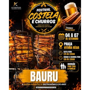 FESTIVAL DA COSTELA E CHURROS 04 A 07 SETEMBRO - ENTRADA GRATUITA